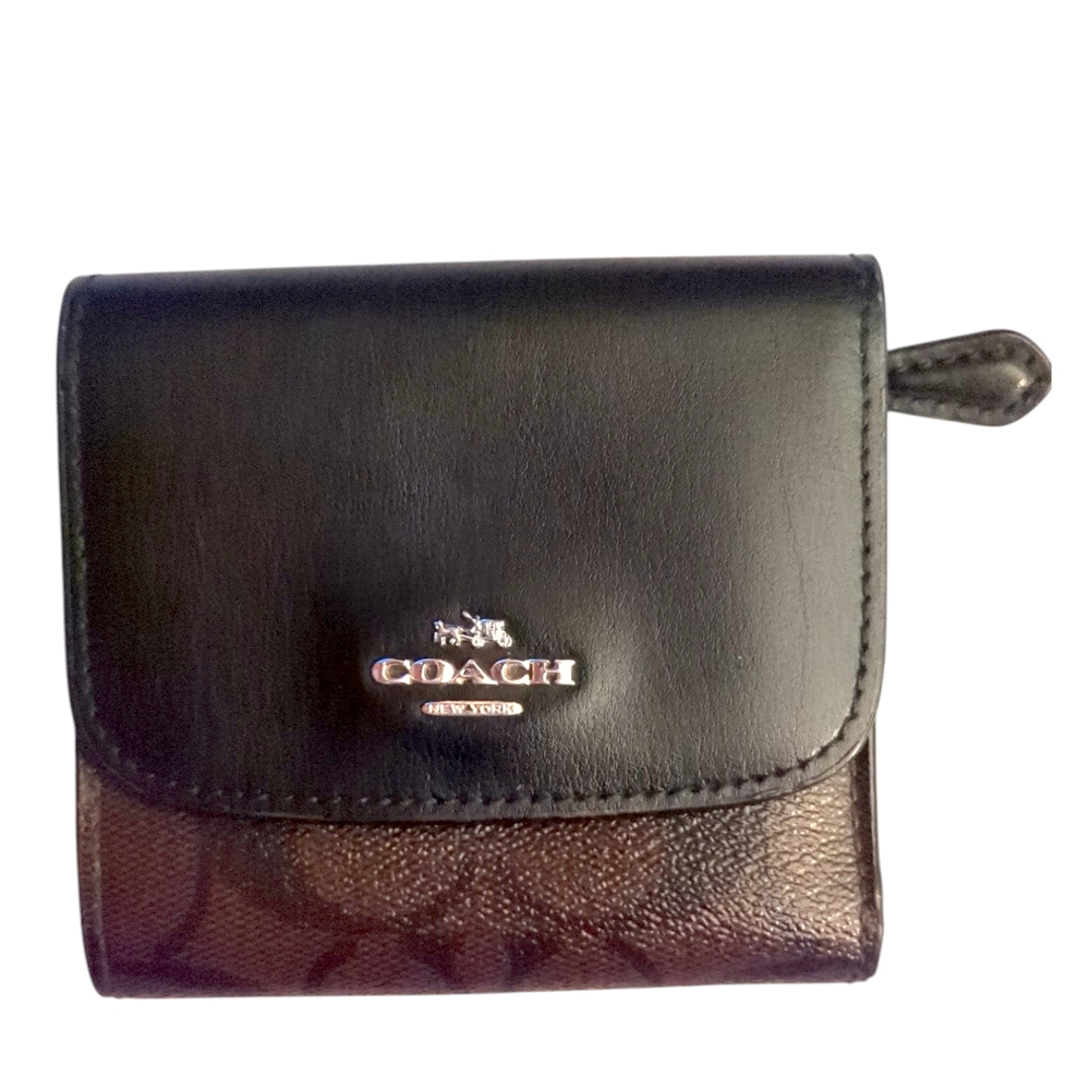 Coach Black and Brown Leather Wallet
